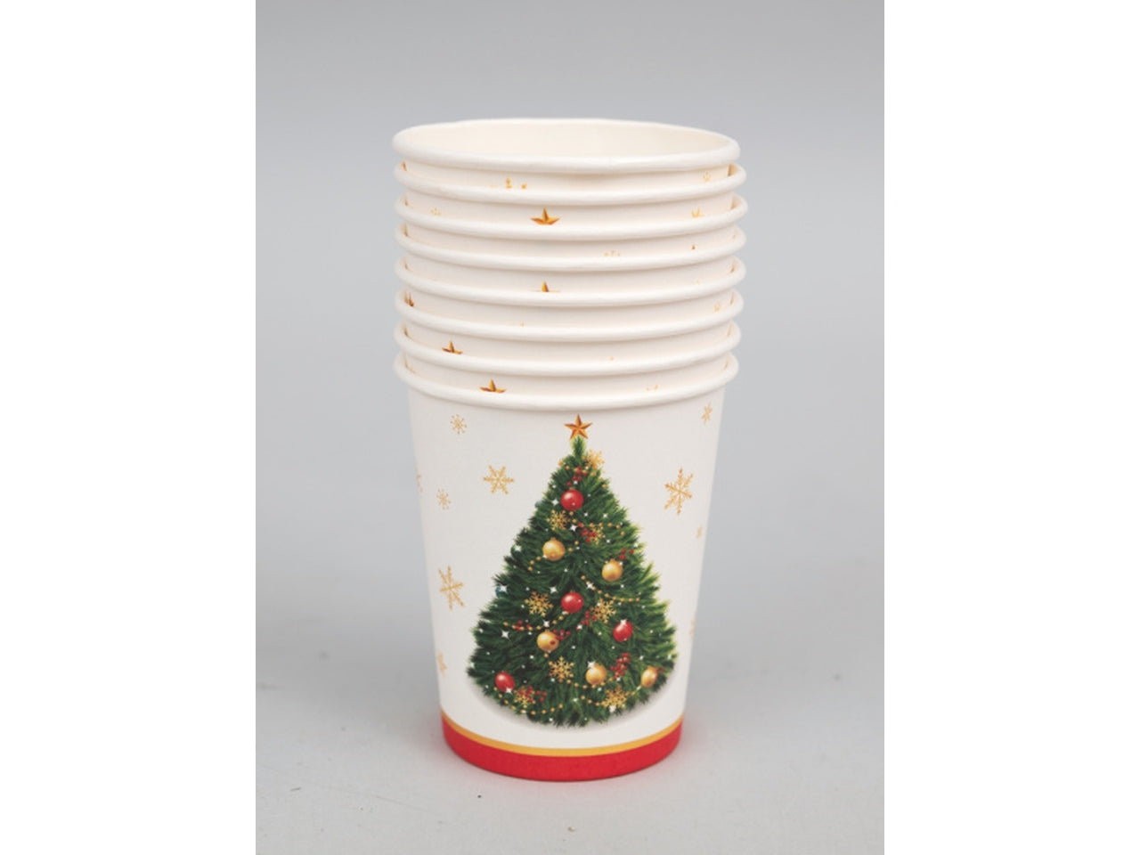Bicchiere di carta 5x9x7cm bianchi decoro albero di natale verde set da 6 bicchieri