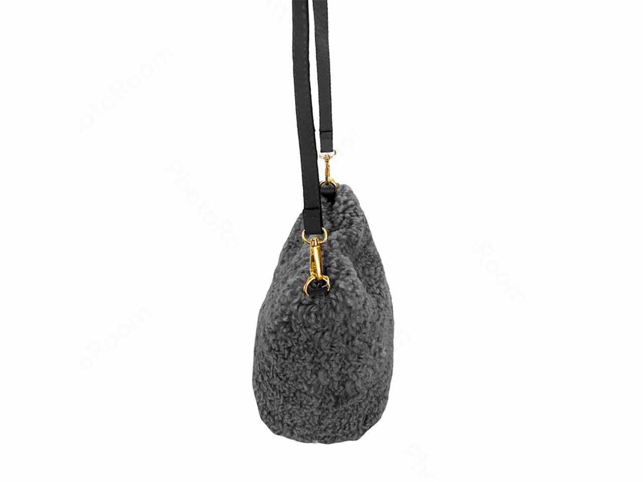Borsa mano spalla grigia in ecopelliccia pecora$