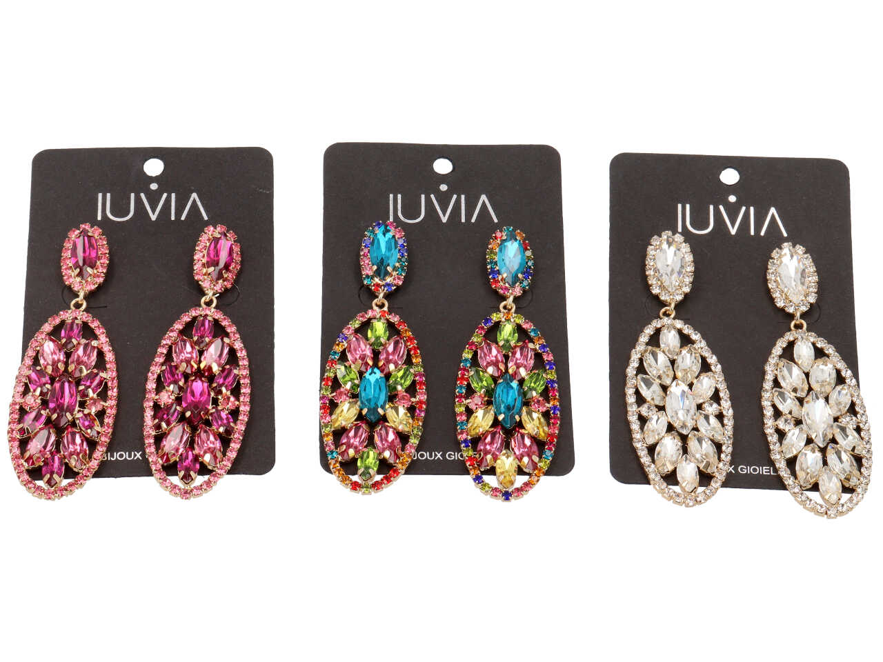Orecchini pendente ovale con pietre e strass