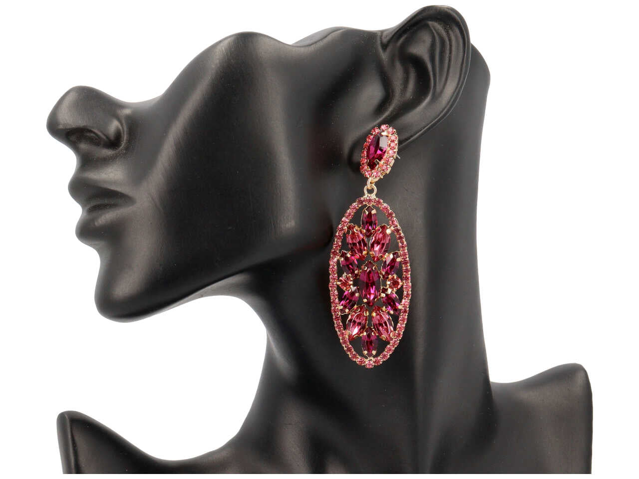 Orecchini pendente ovale con pietre e strass