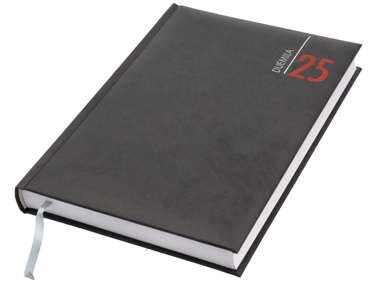 Agenda giornaliera 2025, A5 nero con copertina imbottita, festivitÃ  e fine settimana segnalati - Gruppo Buffetti