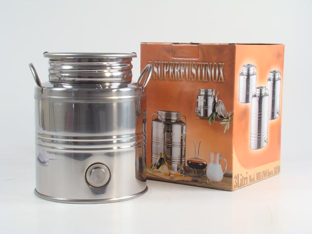 Fustini in acciaio inox da 3 litri bs con predisposizione rubinetto