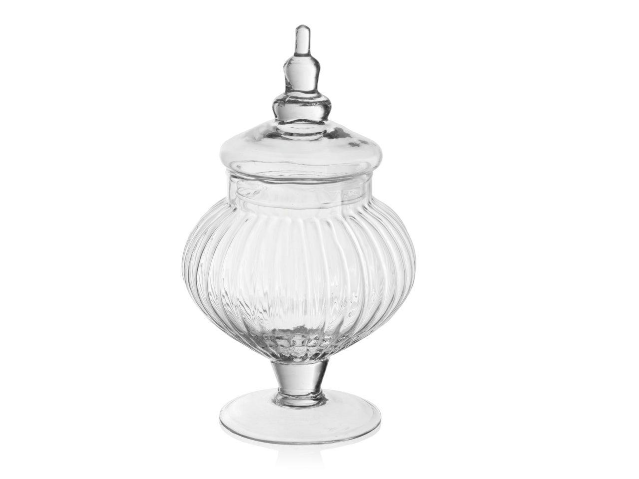 Potiche in vetro trasparente con coperchio stile vintage 19x30 cm, vision