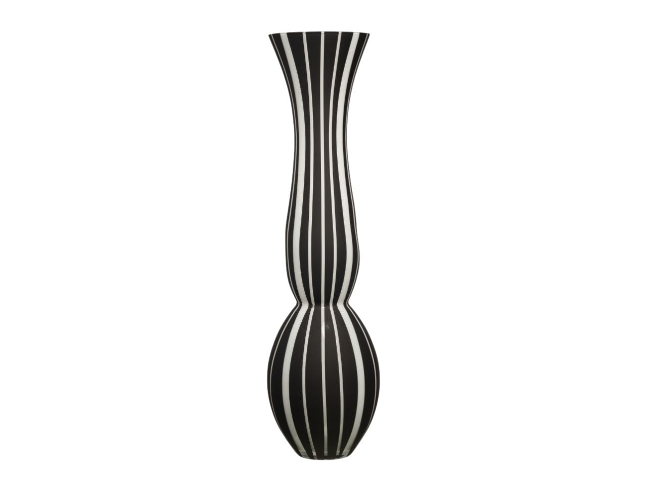 Vaso alto da interno in vetro 70 cm moderno nero e bianco base semisferica Oliver Aomori - Franco
