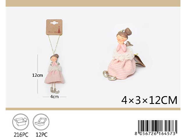 Pendente natalizio bambola angelo 12cm