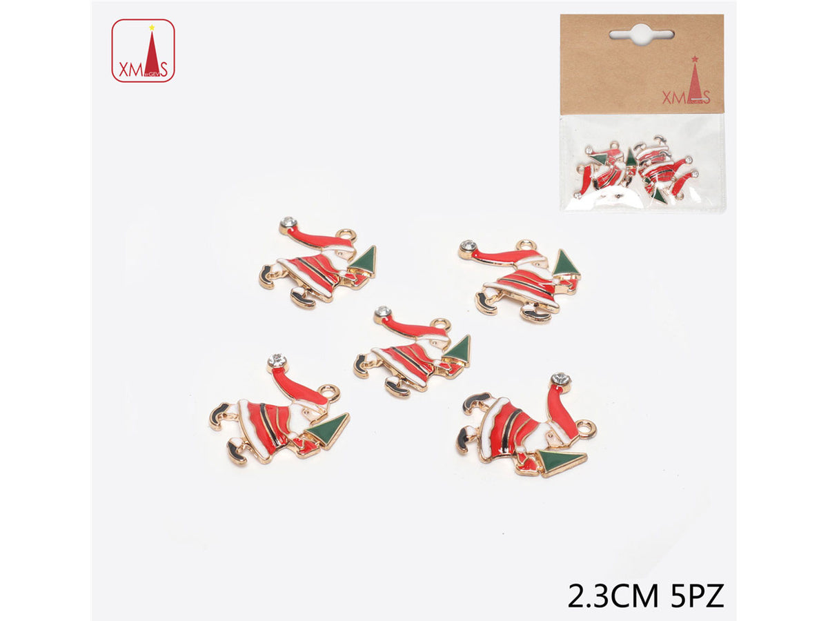Ciondolo babbo natale 2,3cm in confezione da 5 pezzi