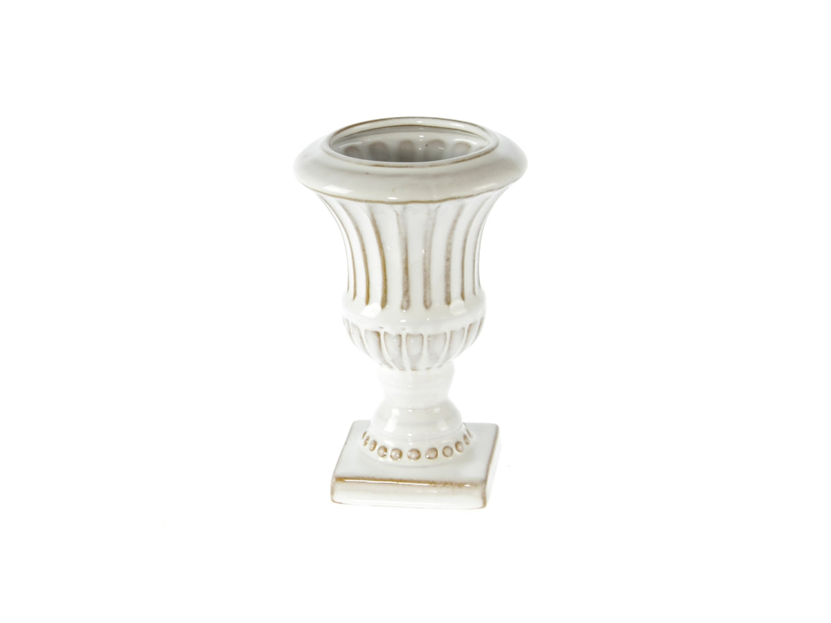 Portavaso classico dolomite in ceramica bianco e beige 10,5x16 cm - Goldbach