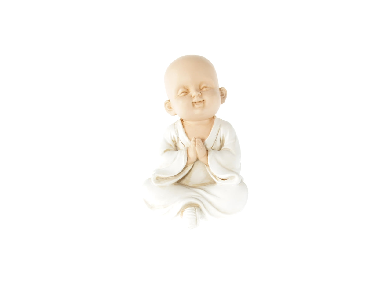 Statua Buddha in poliresina etnico beige e bianco 11x9,5x14,5 cm - Goldbach