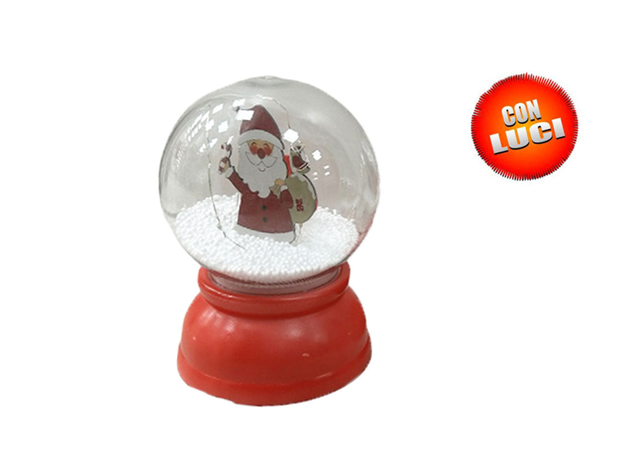Globo di neve con babbo natale misura 15x15x22cm con luce modelli assortiti