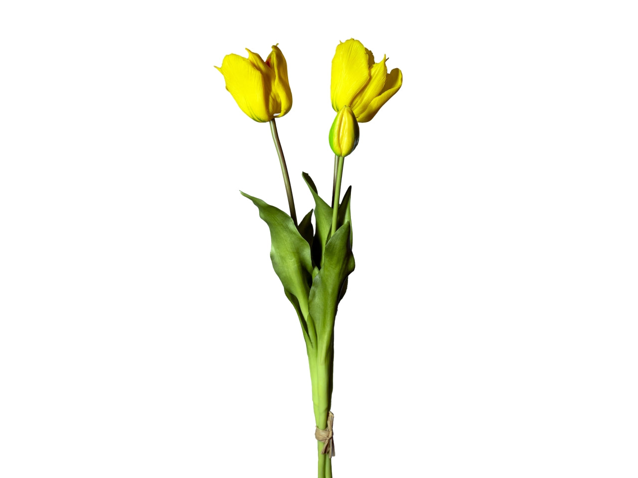 Tulipani gialli artificiali real touch 3 steli, 50 cm - Tobia's DecÃ²