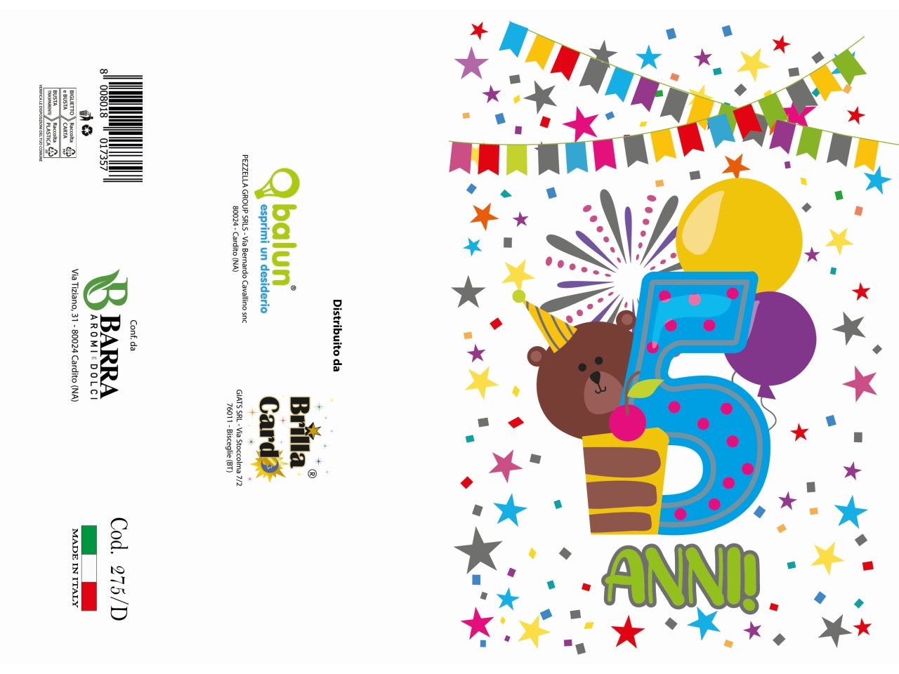 Biglietto auguri laminato 275