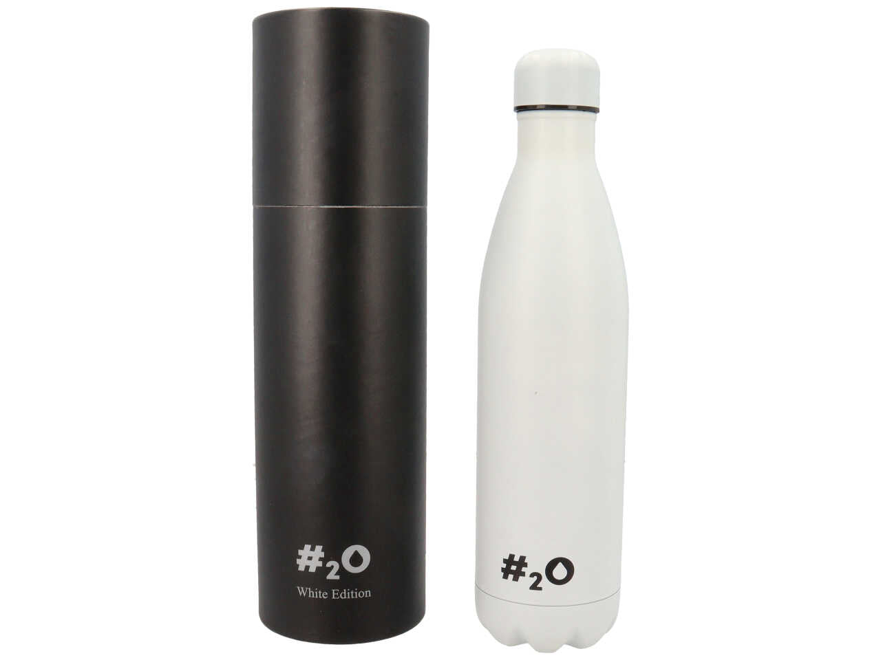 Bottiglia termica da 750ml colore bianco matt con logo bianco lucido