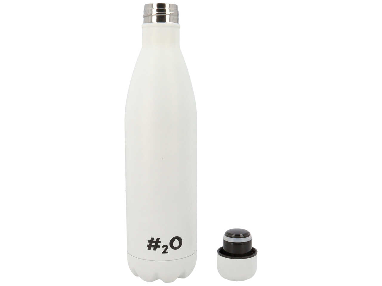 Bottiglia termica da 750ml colore bianco matt con logo bianco lucido
