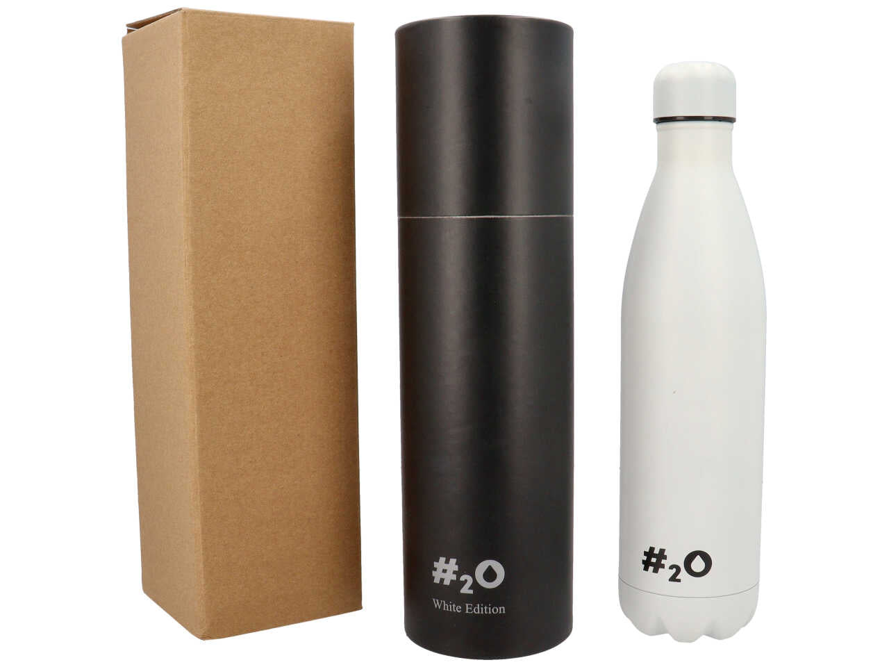 Bottiglia termica da 750ml colore bianco matt con logo bianco lucido