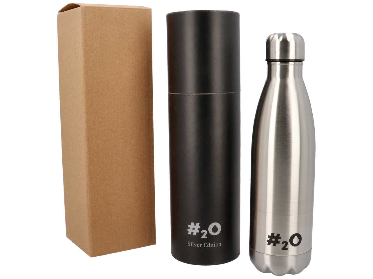 Bottiglia termica da 500ml colore silver con logo silver matt