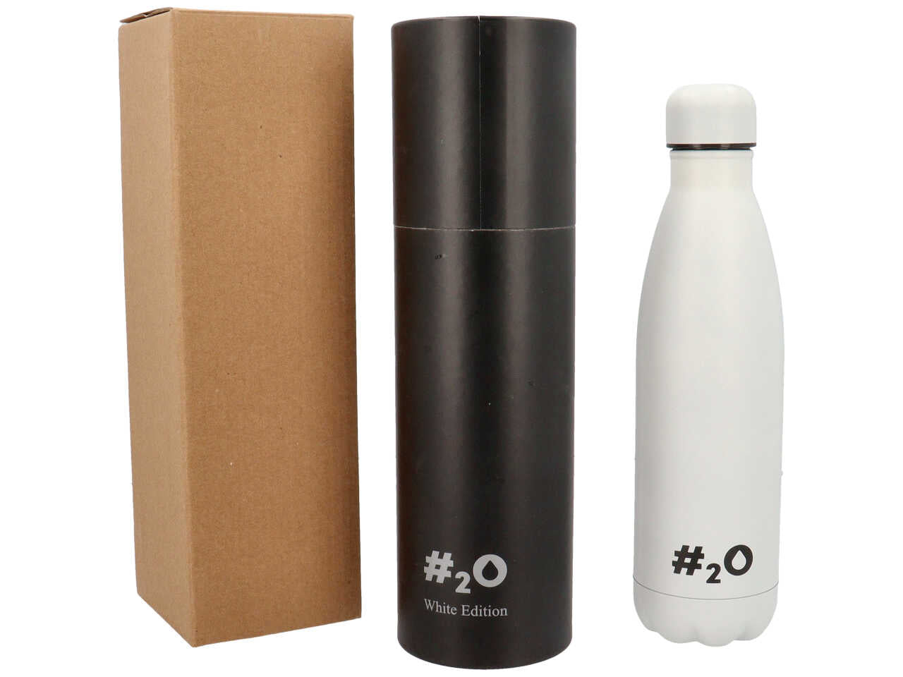Bottiglia termica da 500ml colore bianco matt con logo bianco lucido