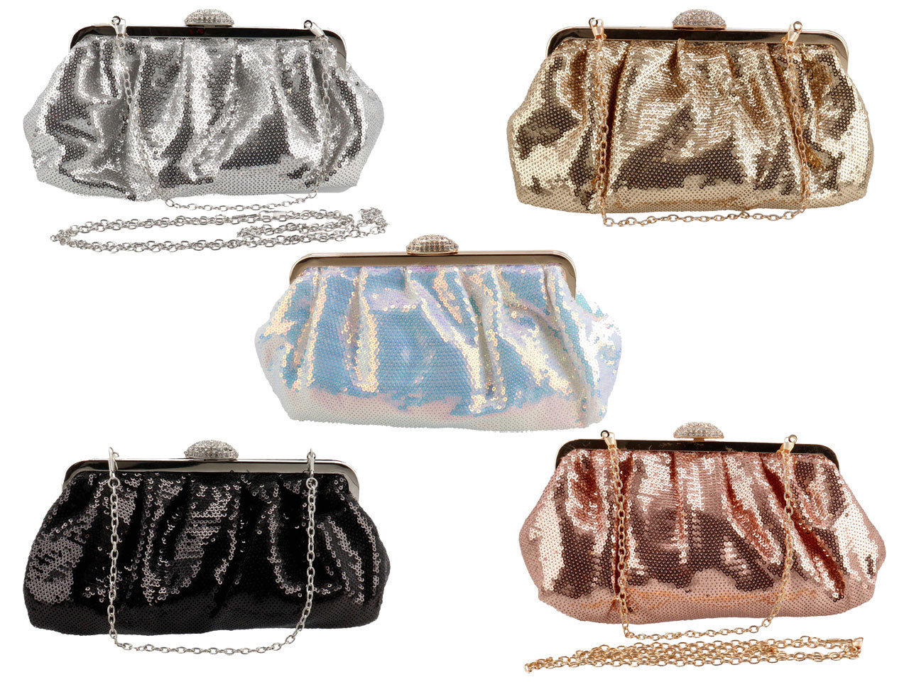 Pochette da sera in tessuto con paillettes - disponibili in vari colori $