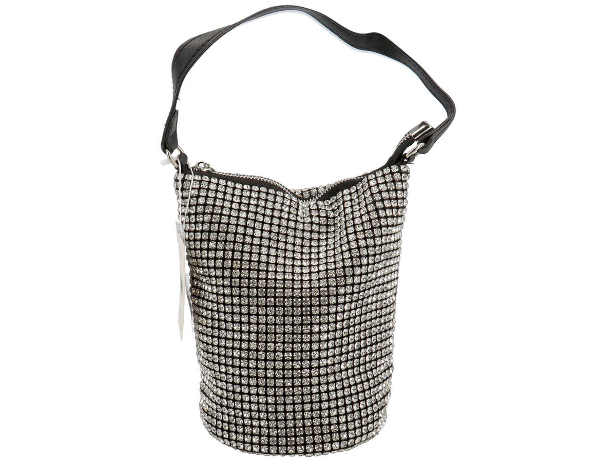 Pochette da sera in tessuto con zirconi - disponibili in vari colori $