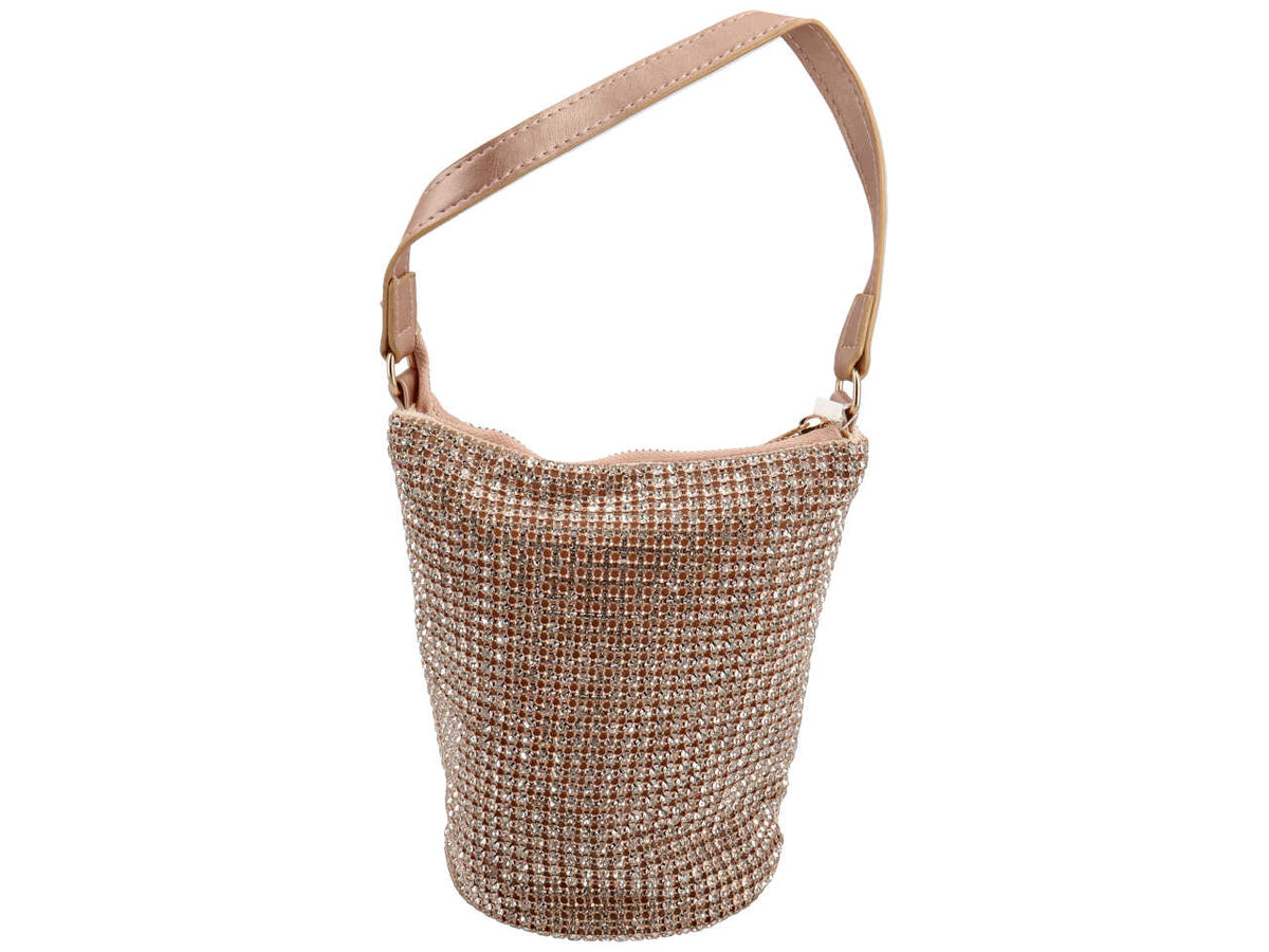 Pochette da sera in tessuto con zirconi - disponibili in vari colori $