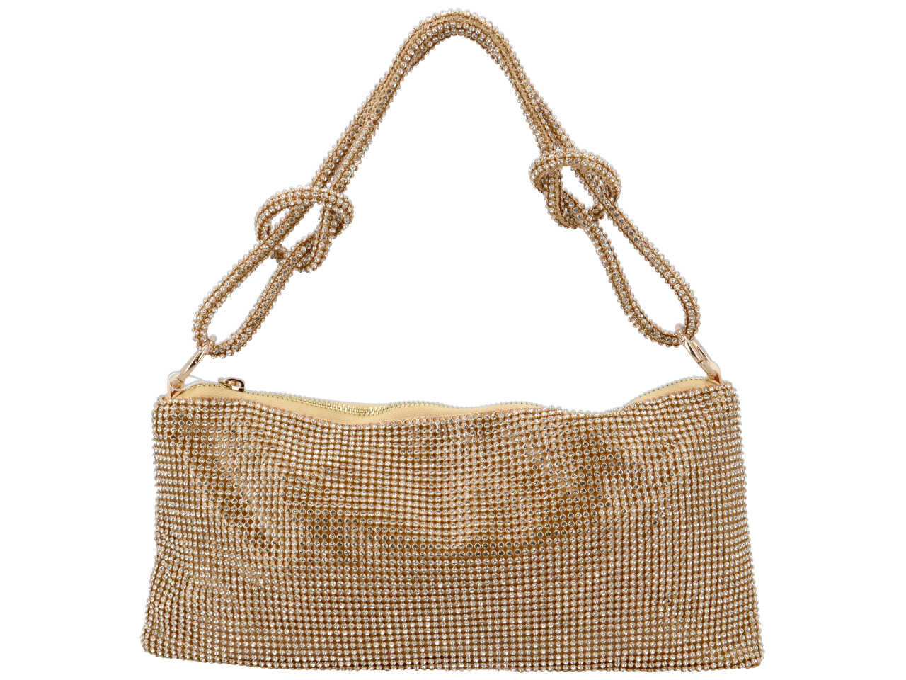 Pochette da sera in tessuto con zirconi e tracolla - disponibili in vari colori