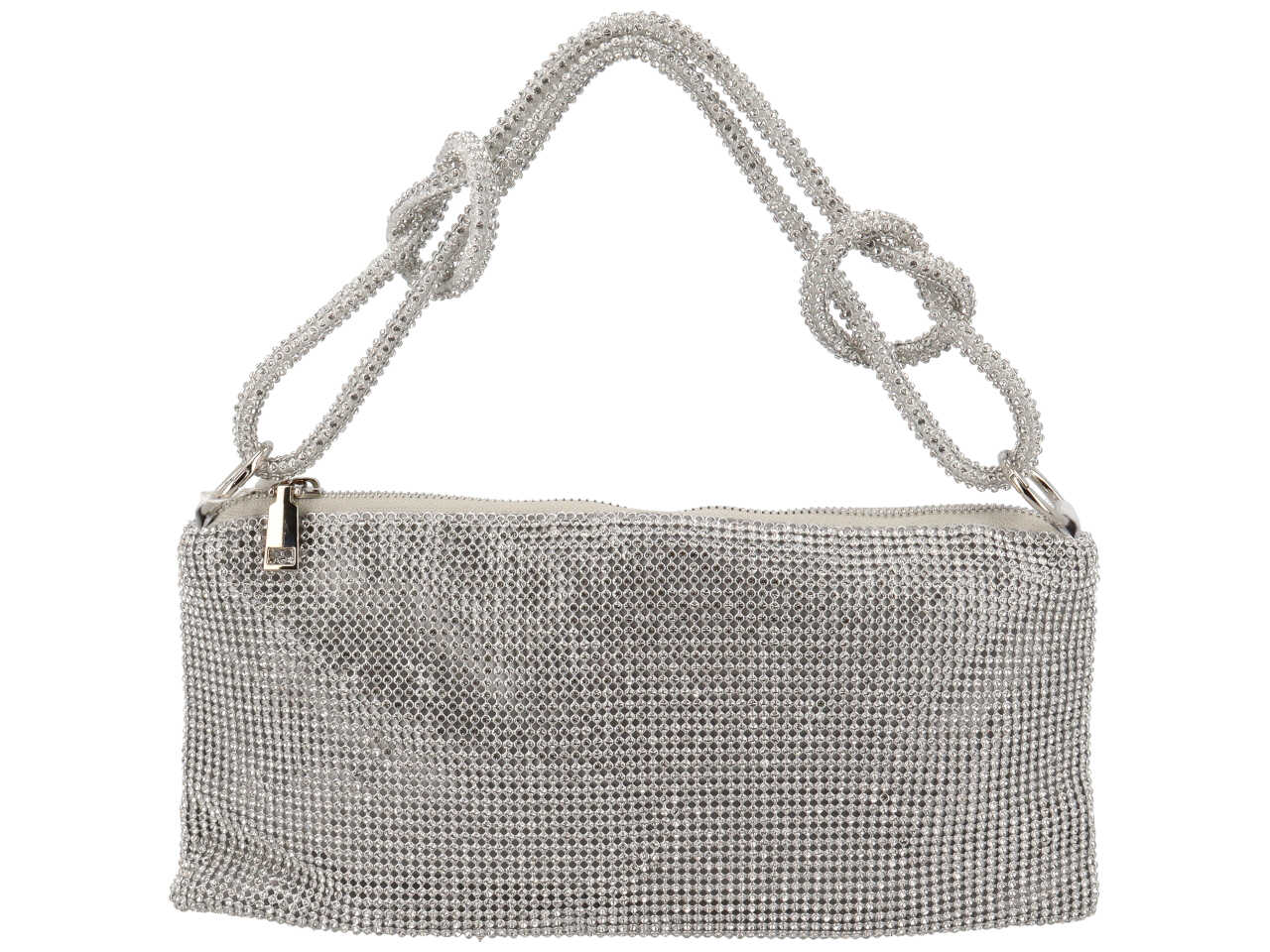 Pochette da sera in tessuto con zirconi e tracolla - disponibili in vari colori