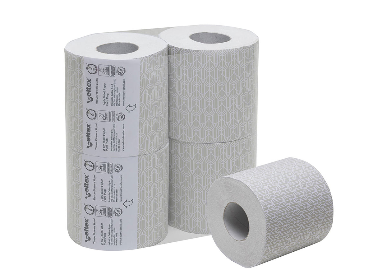 Carta igienica con monofascetta a 2 veli con groffatura cotton flowers - confezione da 4 rotoli