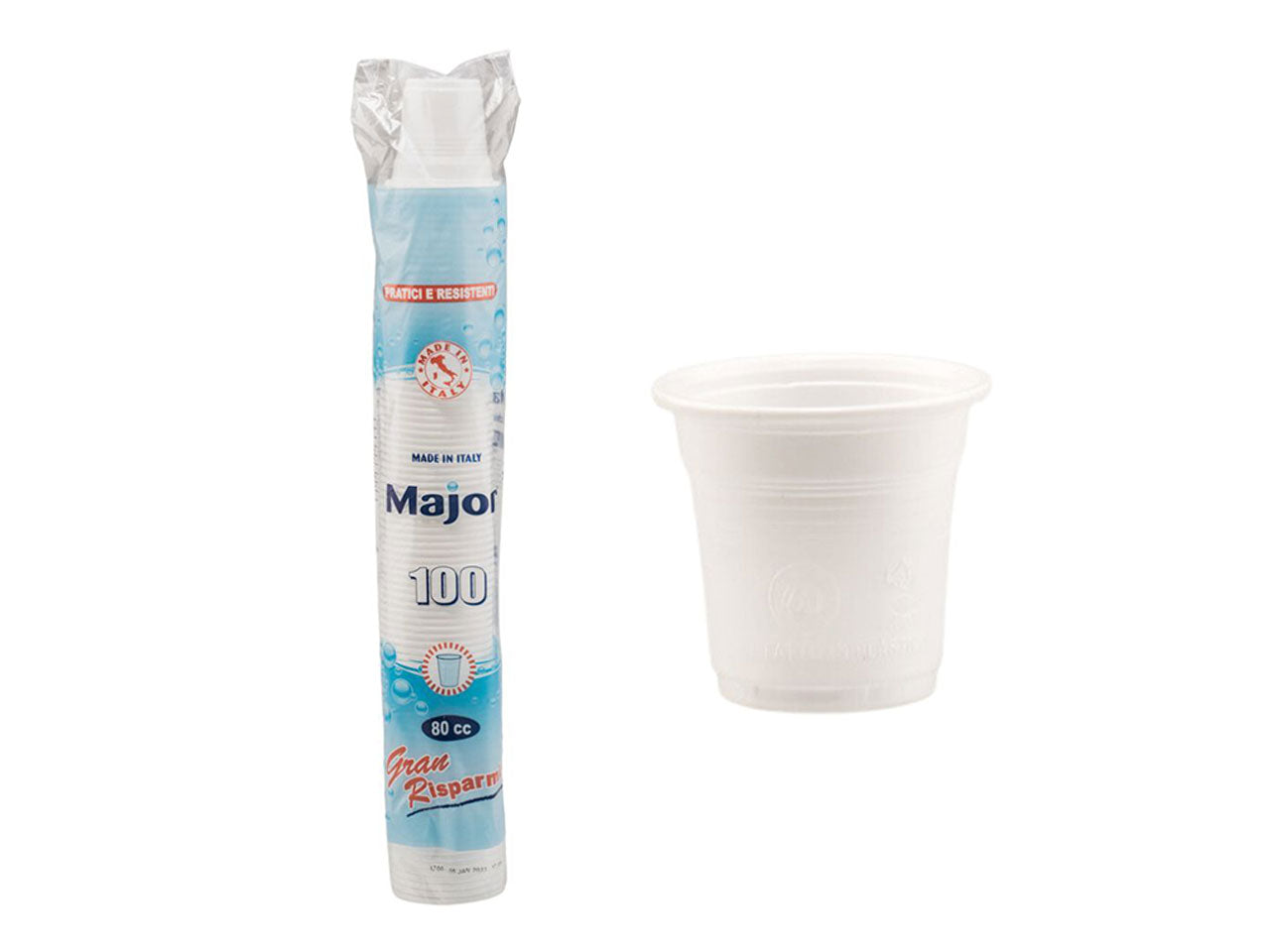 Bicchieri colore bianco capacita' 80cc la confezione comprende 100 bicchieri major