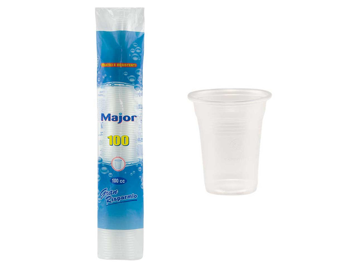 Bicchieri in plastica 100cc trasparenti per amaro, acqua confezione da 96 pezzi - Major