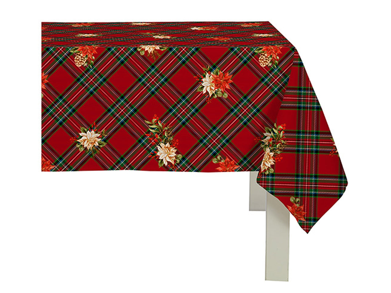 Tovaglia stampata raso idrorepellente 150x340cm scozzese rossa/verde