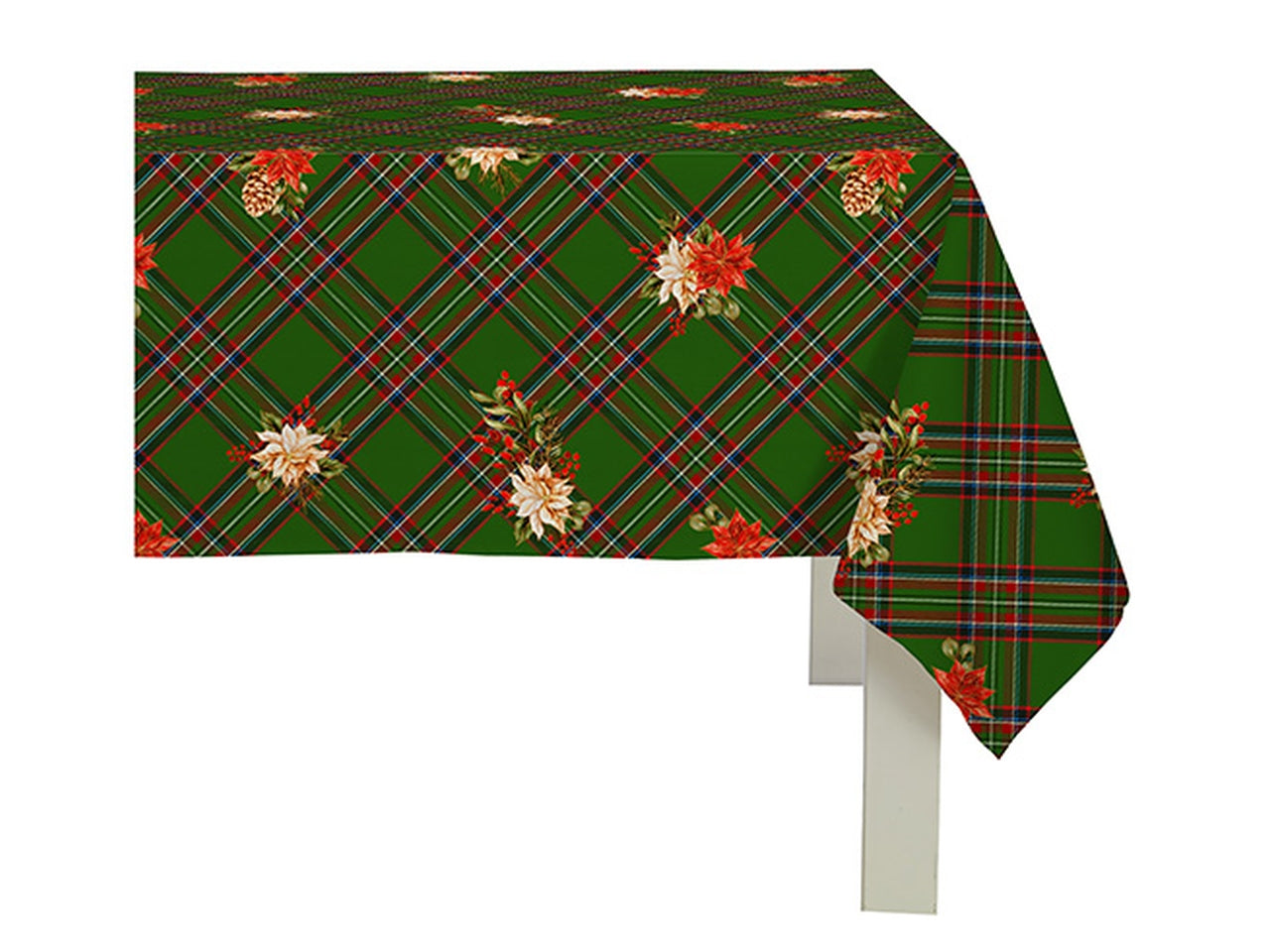 Tovaglia stampata raso idrorepellente 150x240cm scozzese rossa/verde