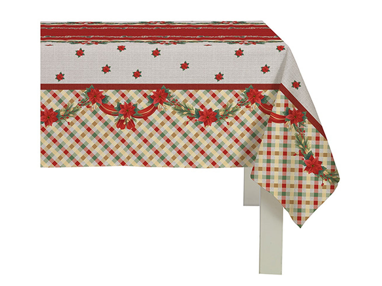 Tovaglia stampata raso idrorepellente 150x240cm stelle natale