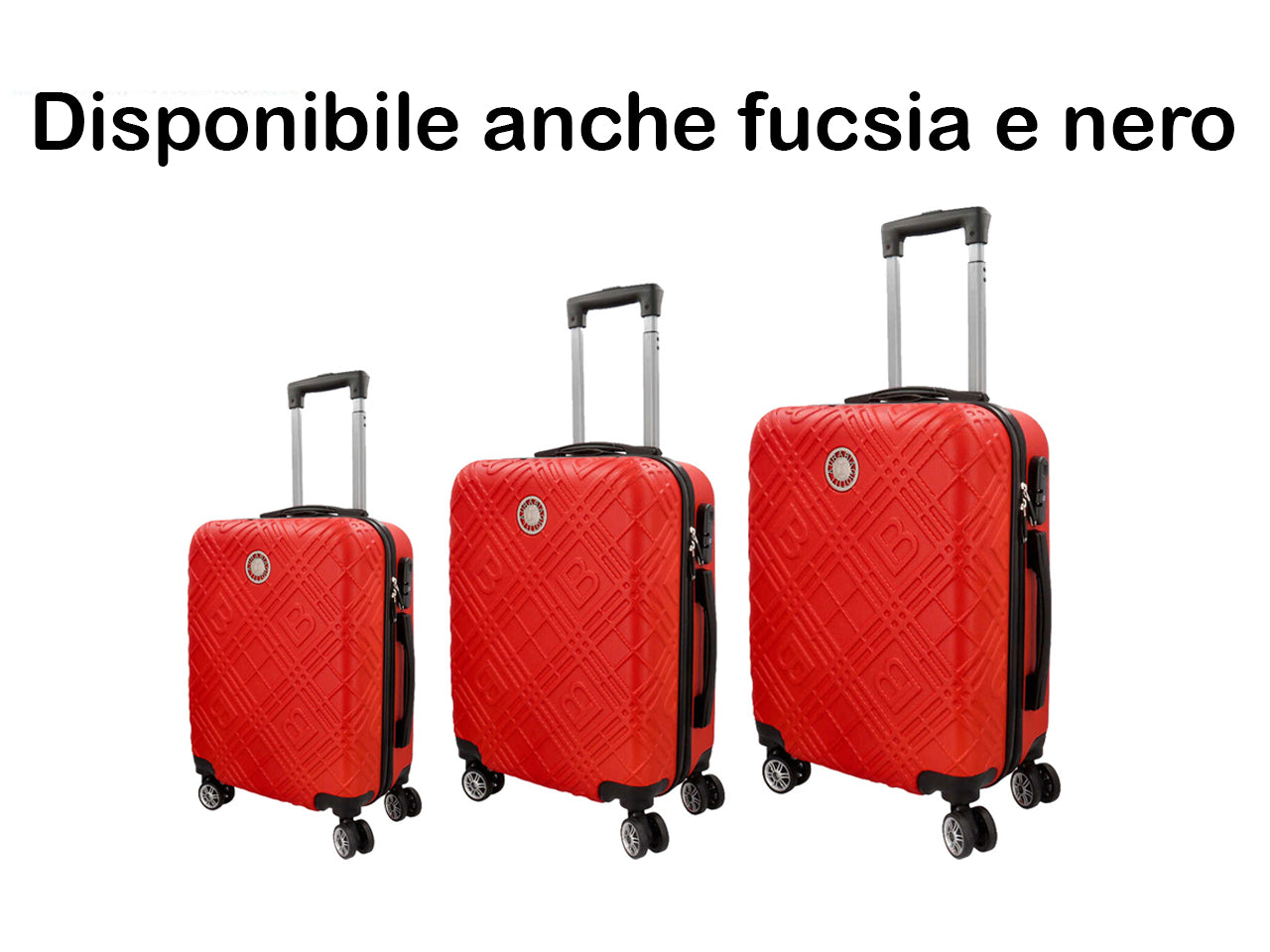 Set trolley in colori assortiti, 4 ruote, set da 3 pezzi, 45x35x75 cm, 40x29x65 cm, 35x24x56 cm - Laura Biagiotti
