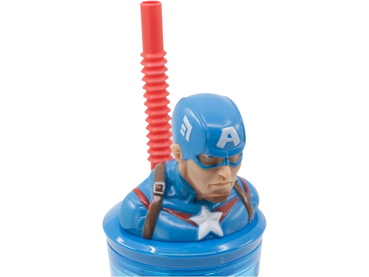 Captain america bicchiere con cannuccia 3d capacita' 360ml