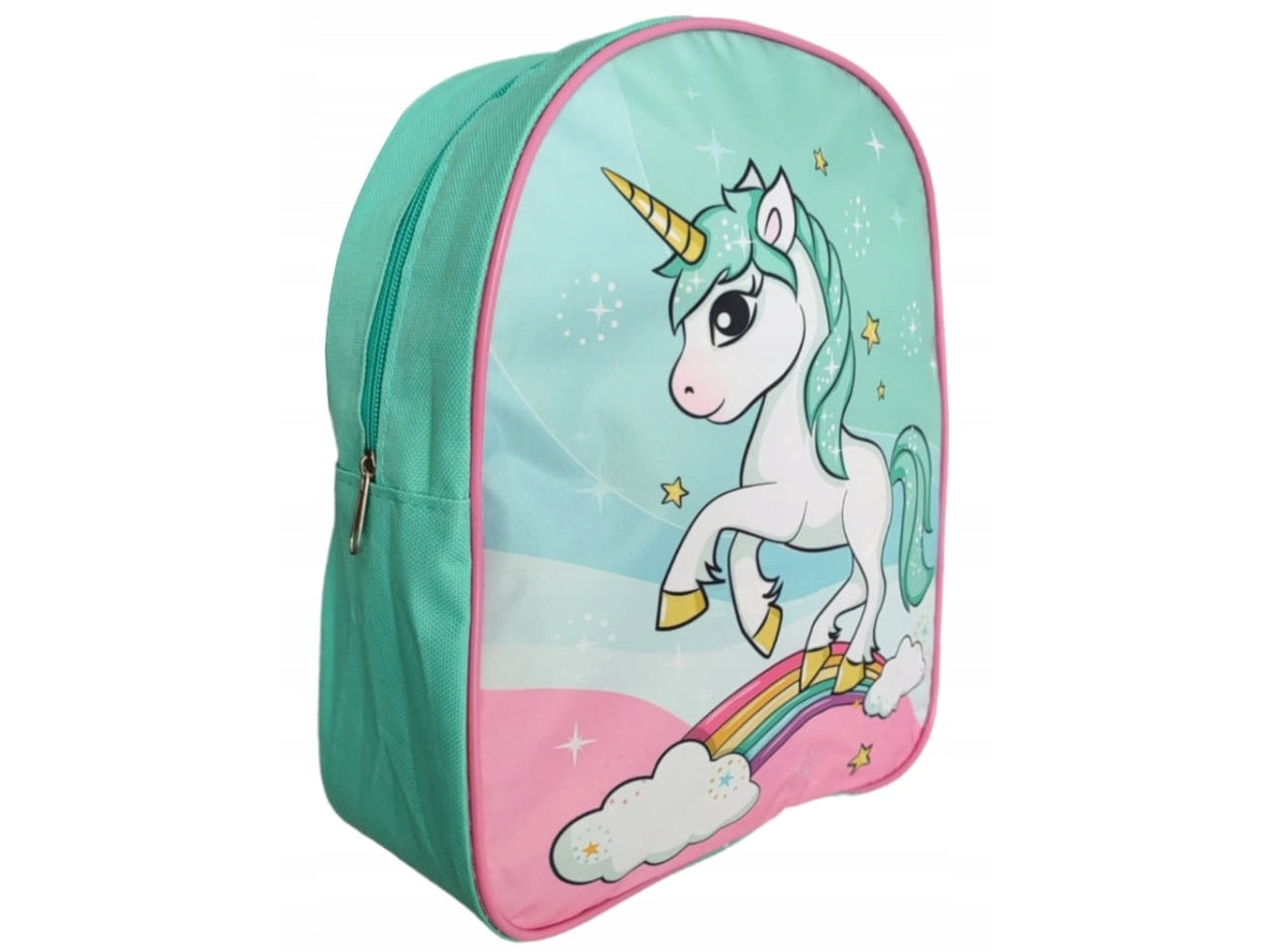 Zaino asilo unicorno 3D bambina basic rosa e verde con accessori 30x26x10 cm - Real Trade Italia