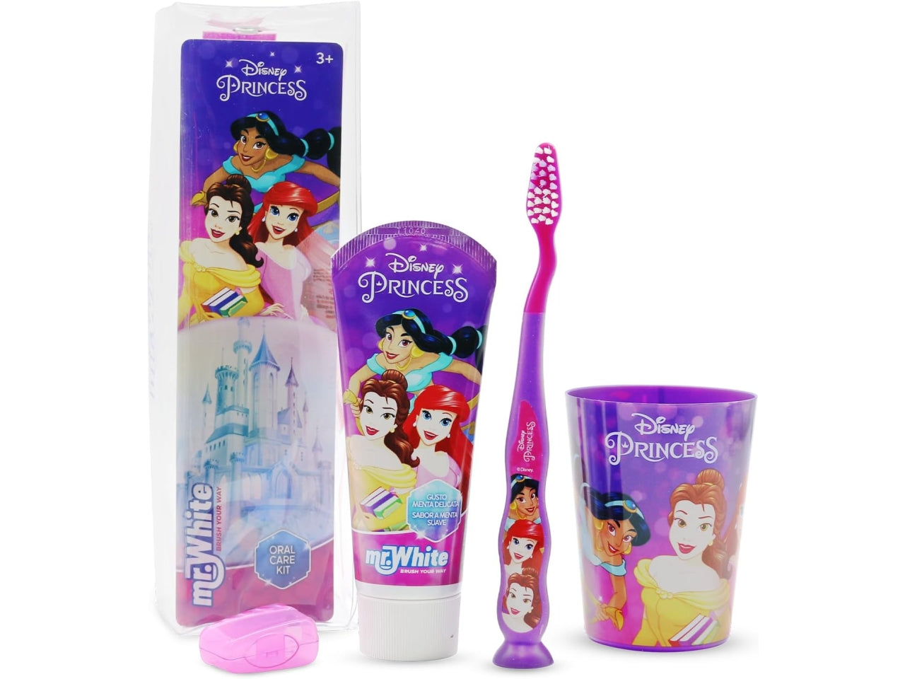 Principesse borsello da bambina con spazzolino dentifricio bicchiere viola - Real Trade