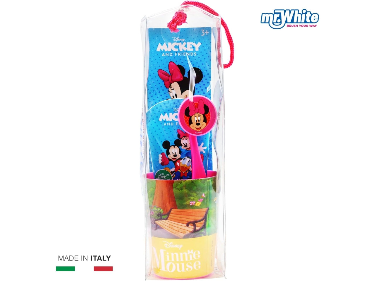 Minnie borsello da bambina con spazzolino dentifricio bicchiere fucsia e azzurro - Real Trade