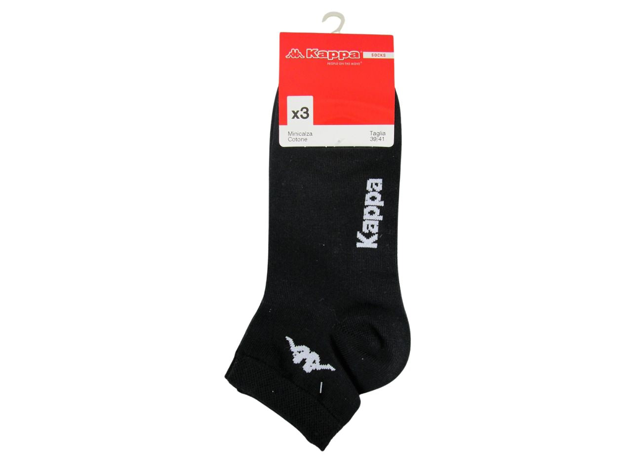 Minicalza adulto Kappa in misto cotone nero, 3 paia taglia 45/47