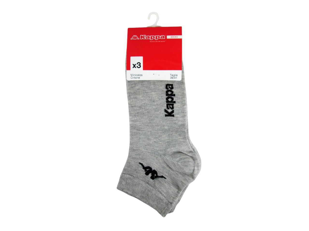 Minicalza adulto Kappa in misto cotone grigio chiaro, 3 paia taglia 39/41