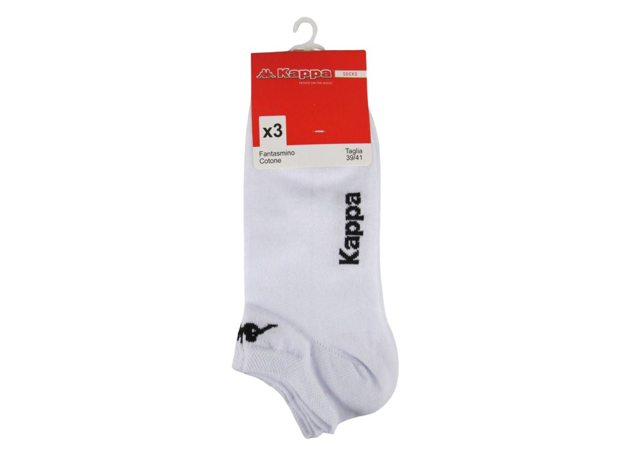 Calze fantasmino adulto Kappa in misto cotone bianco, 3 paia taglia 42/44