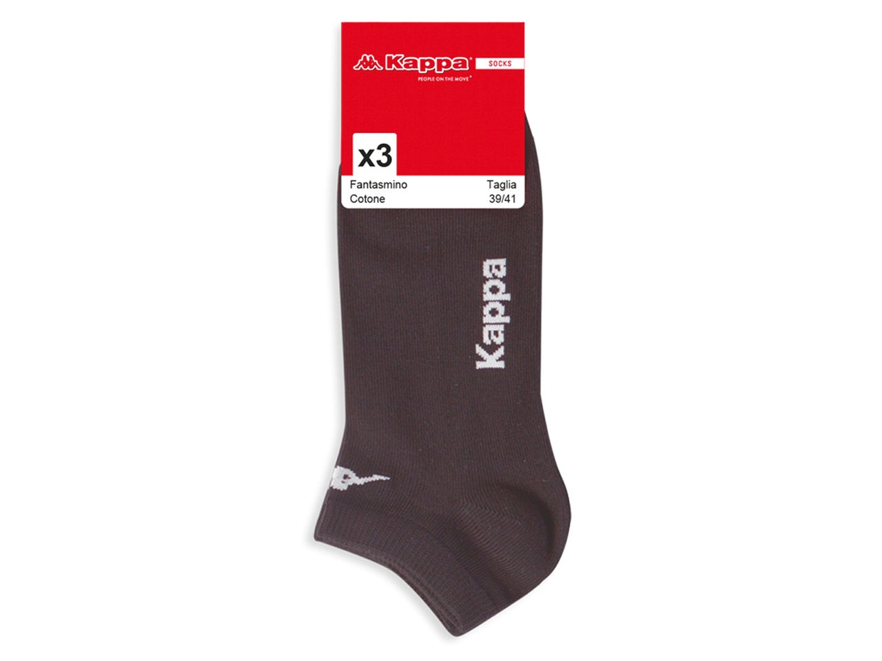 Calze fantasmino adulto Kappa in misto cotone nero, 3 paia taglia 42/44
