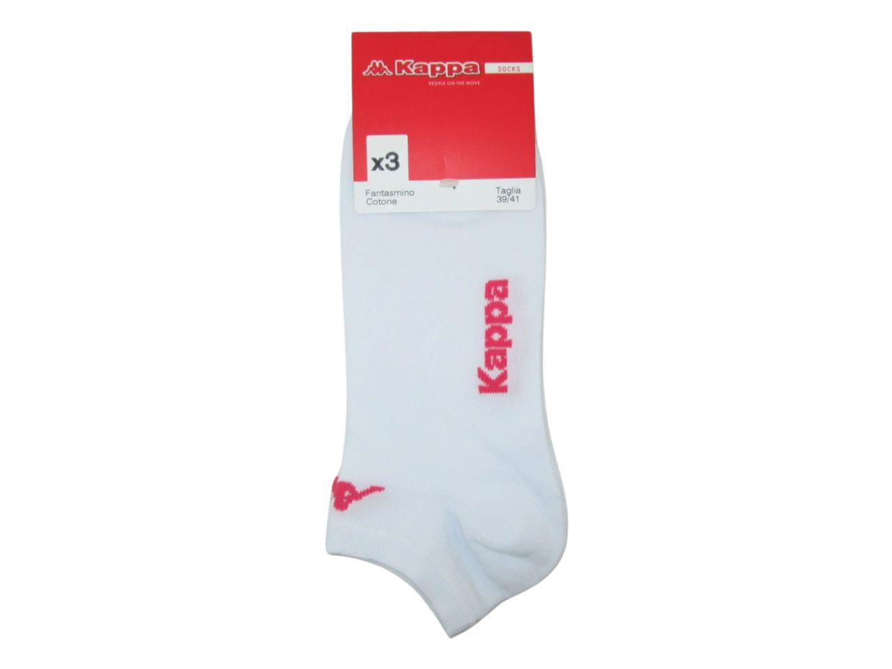 Calze fantasmino da donna Kappa in misto cotone bianco, 3 paia taglia 39/41
