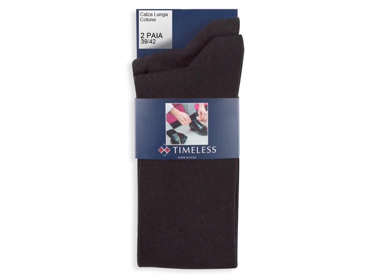 Calza lunga da uomo maglia jersey in cotone tu - pack da 2 paia - blu notte 39/42