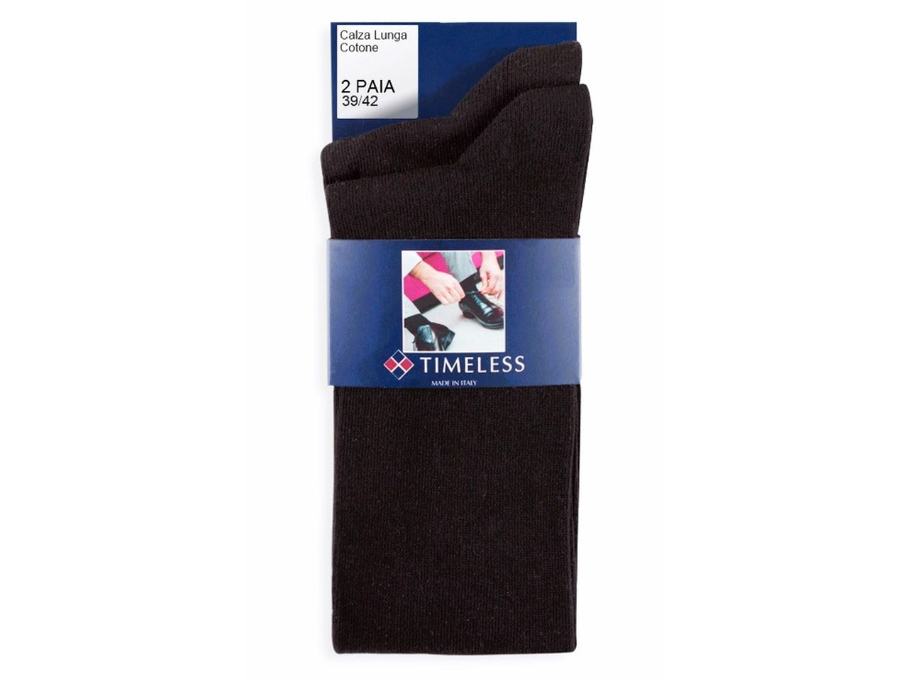 Calza lunga da uomo maglia jersey in cotone tu - pack da 2 paia - nero 39/42