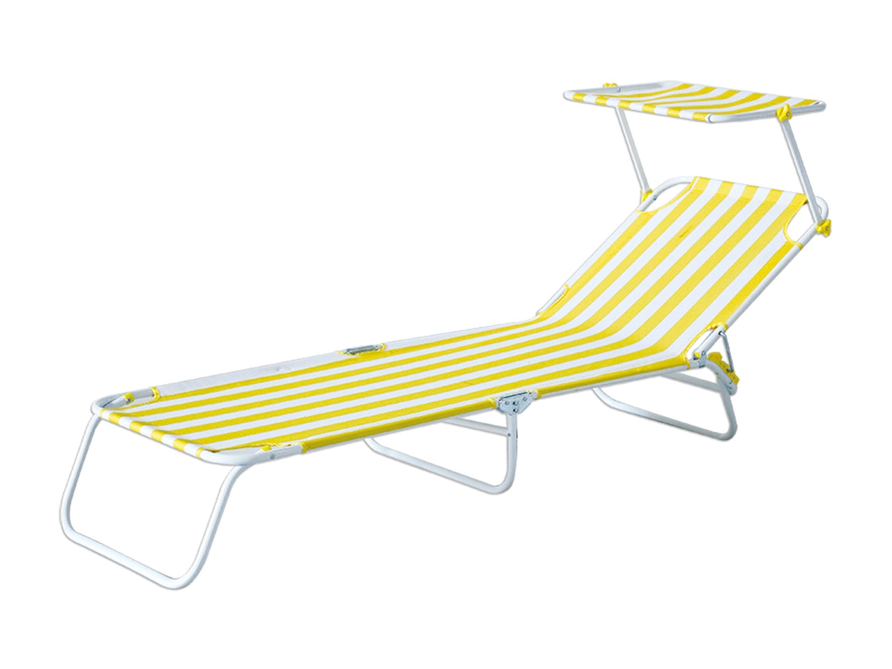 Lettino mare acciaio/oxford con parasole 188x55x24cm  strisce gialle