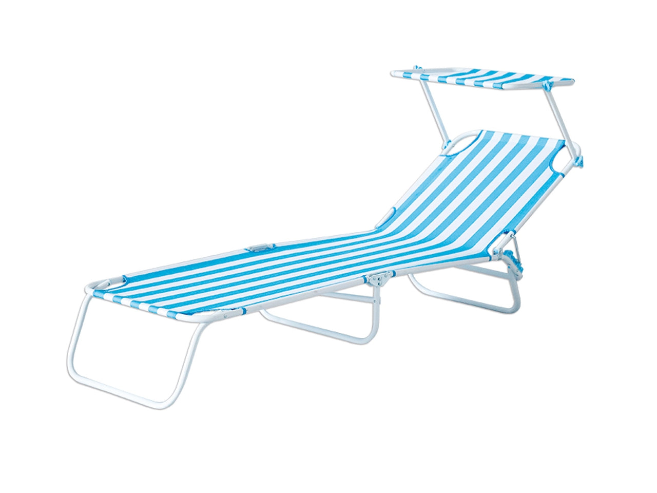Lettino mare acciaio/oxford con parasole 188x55x24cm strisce azzurre