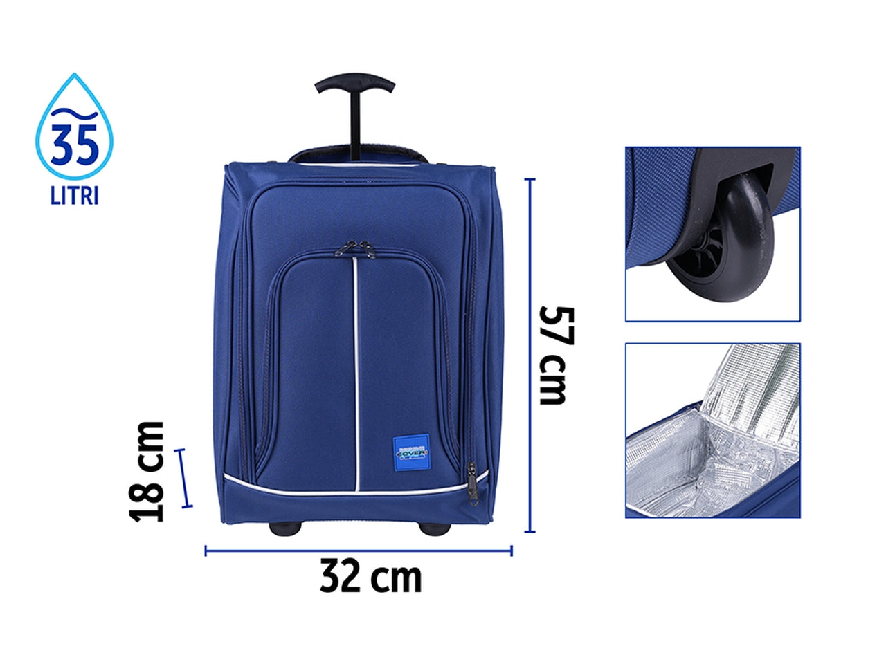 Trolley frigo 35x20x50cm blu coveri