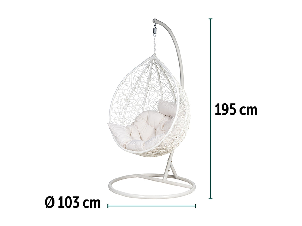 Poltrona sospesa rattan con cuscino bianco