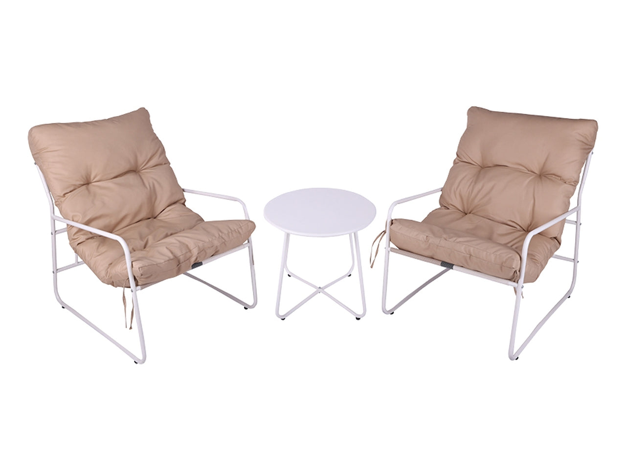 Set 2 poltrone + cuscino 65x83x86cm tavolino 40x50cm beige