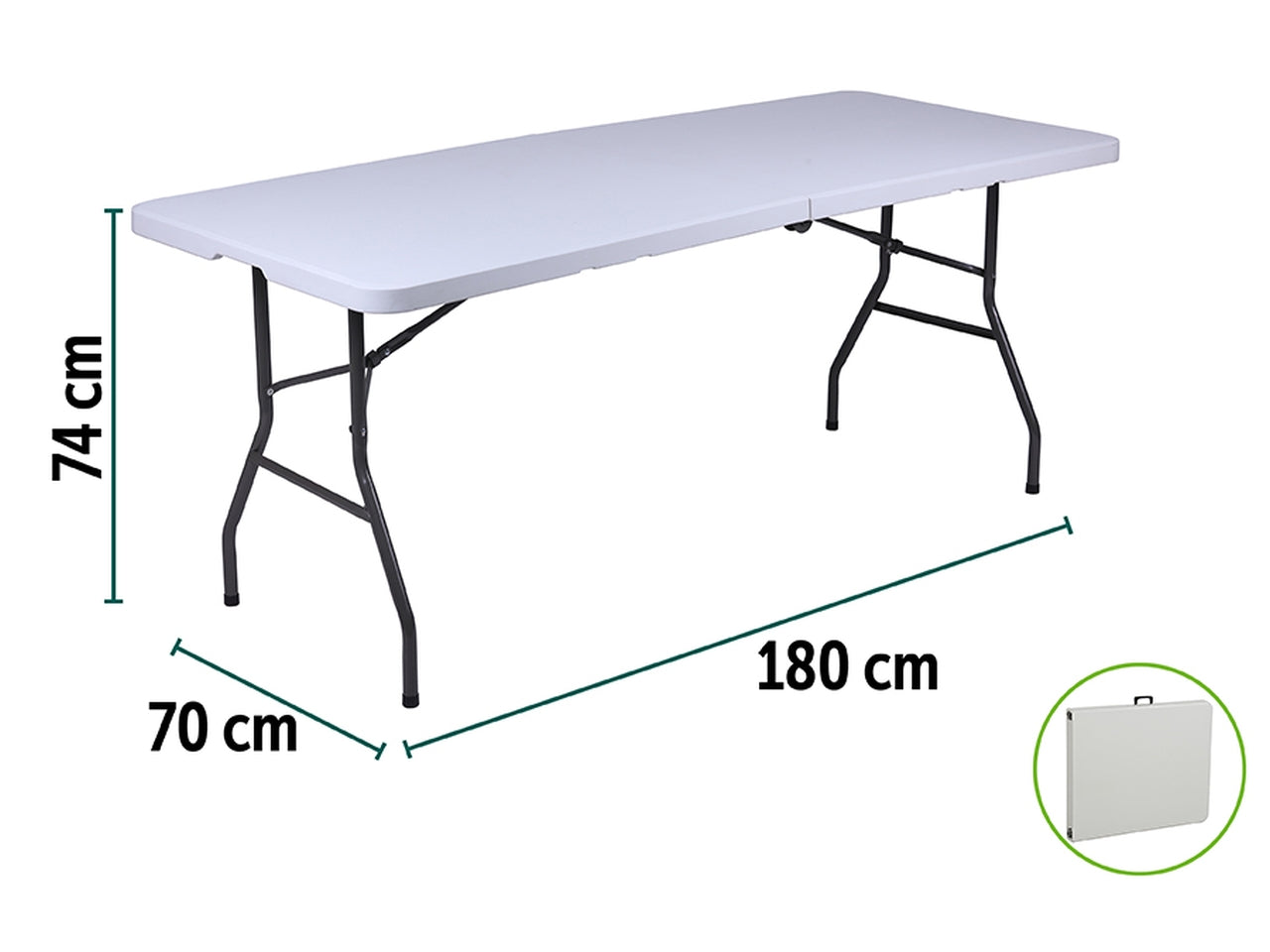 Tavolo catering pieghevole 180x70x74cm bianco