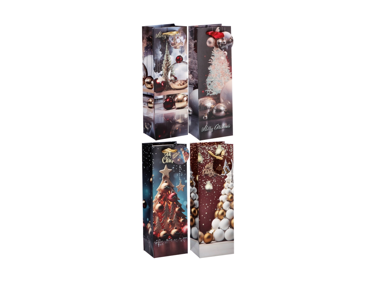 Busta regalo natalizia in carta 4 colori assortiti 12x9x36 cm - AD Trend